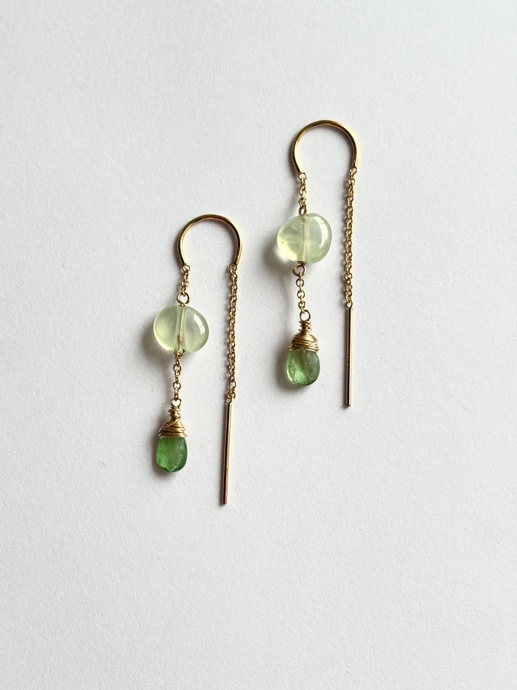 Earth Epidote Zoisite Drop Chain Earrings