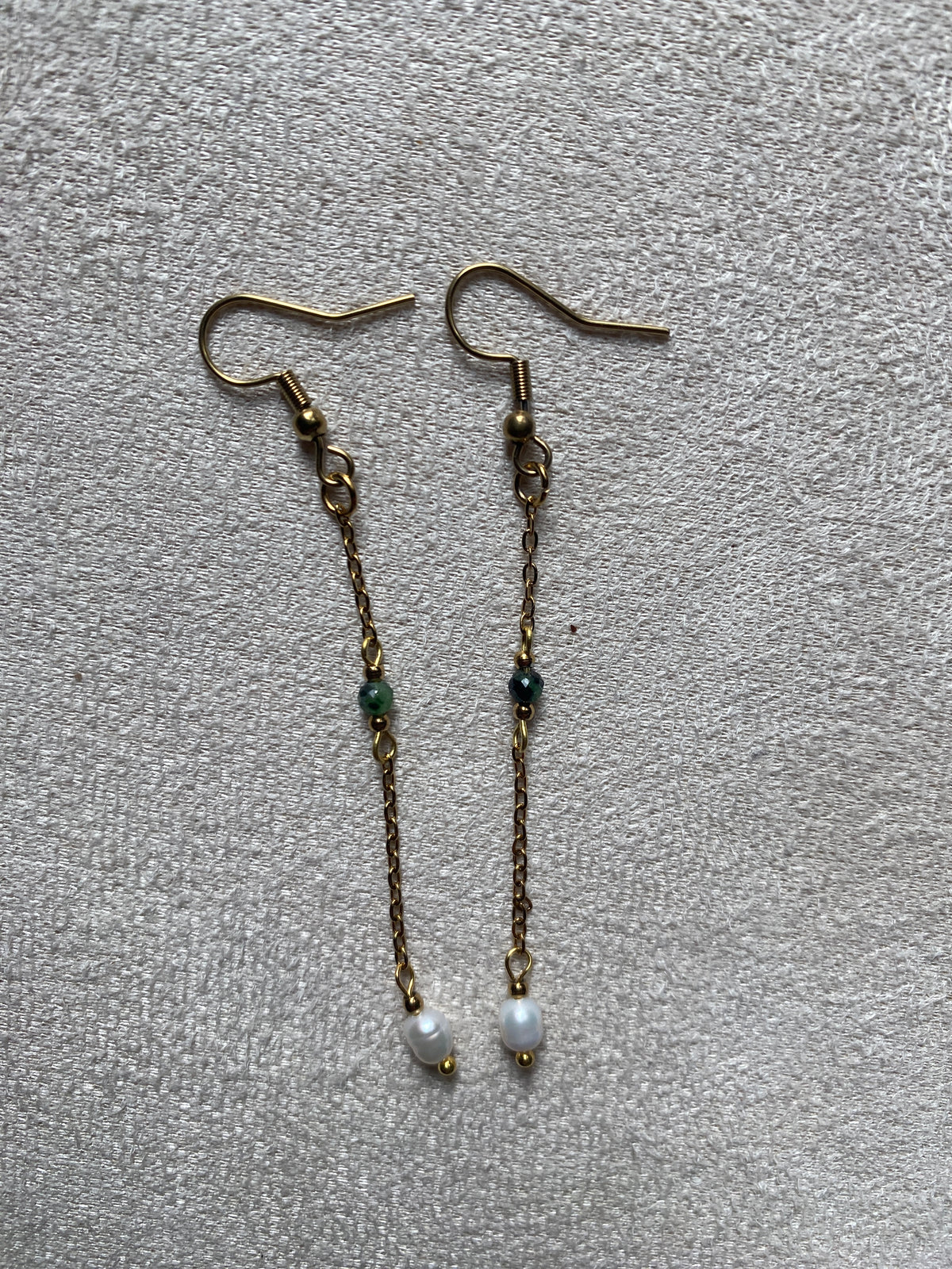 Earth Epidote Zoisite Drop Chain Earrings